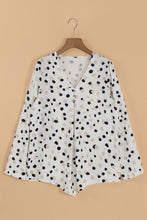 Load image into Gallery viewer, Green Polka Dot Print Button Front V Neck Blouse
