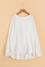 Load image into Gallery viewer, White Solid Color Patchwork Drop Shoulder Baggy Sweatshirt
