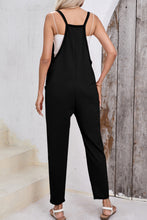 Load image into Gallery viewer, Black Side Pockets Harem Pants Sleeveless V Neck Jumpsuit
