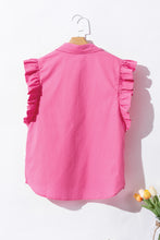 Load image into Gallery viewer, Bonbon Poplin Ruffle Trim Collared Shirt
