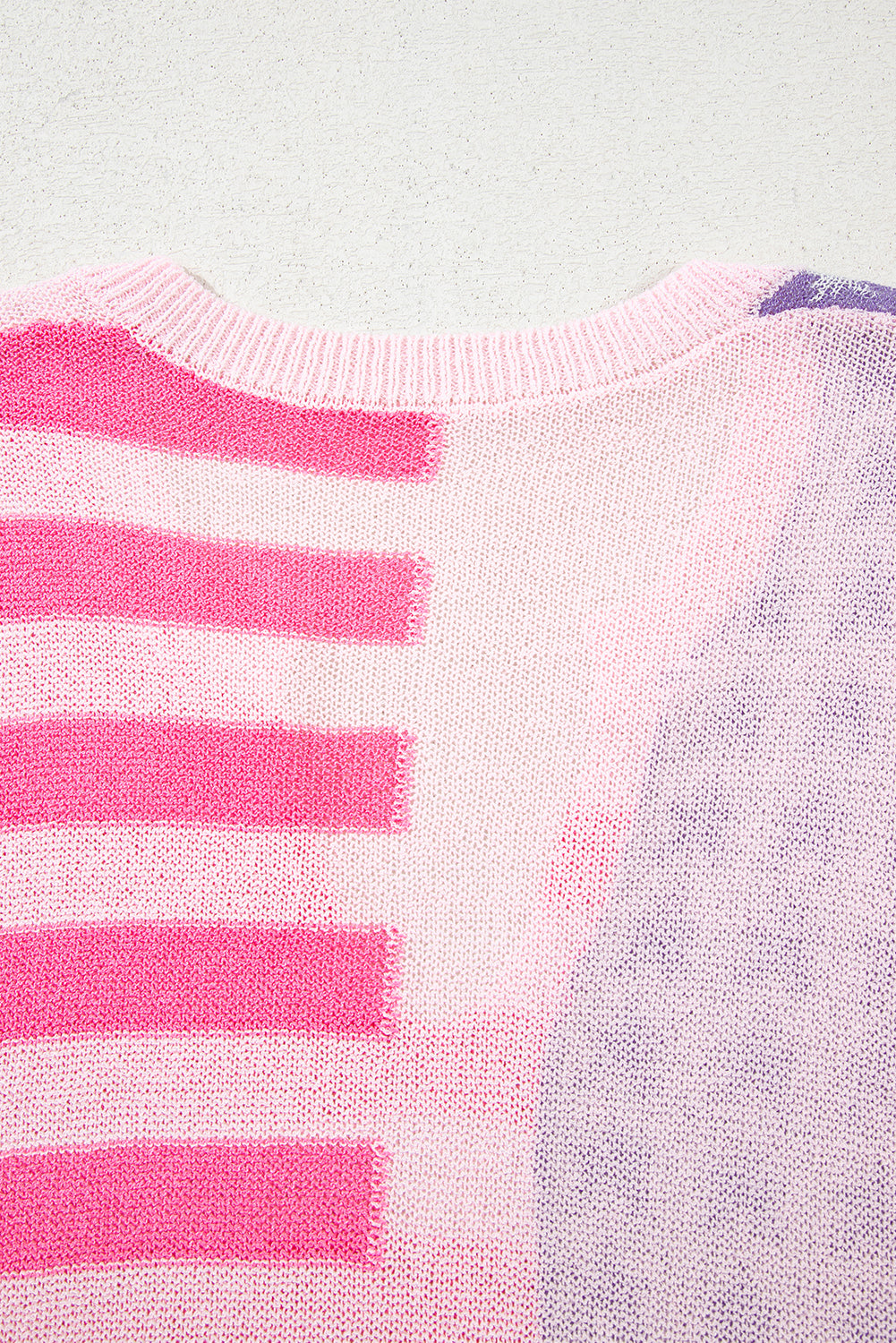 Pink Stripe USA Flag Notched Neckline Loose Sweater Vest