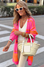 Load image into Gallery viewer, Multicolor Striped Long Sleeve Ribbed Trim Button Cardigan
