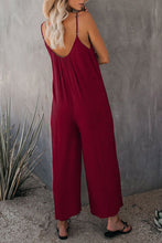 Load image into Gallery viewer, Fiery Red Spaghetti Straps Wide Leg Pocketed Jumpsuits
