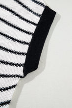 Load image into Gallery viewer, Black Stripe Loose Knit Short Sleeve Sweater
