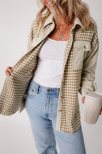 Load image into Gallery viewer, Parchment Houndstooth Corduroy Patchwork Flap Pocket Shacket
