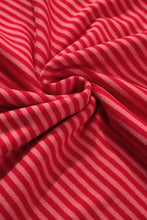 Load image into Gallery viewer, Tomato Red Two Tone Striped Side Buttons Drop Shoulder Top
