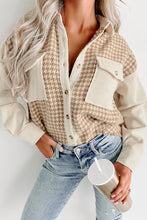 Load image into Gallery viewer, Parchment Houndstooth Corduroy Patchwork Flap Pocket Shacket
