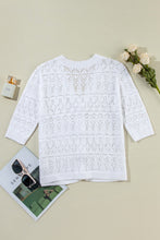 Load image into Gallery viewer, White Frenchy Hollow Out Knitted V Neck Cardigan
