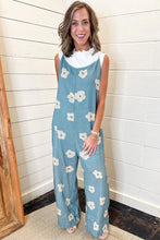 Load image into Gallery viewer, Blue Flower Wide Leg Loose Jumpsuit
