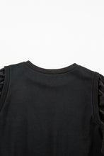 Load image into Gallery viewer, Black Textured Patchwork Round Neck Sweatshirt
