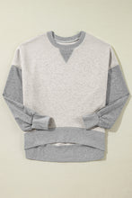 Load image into Gallery viewer, Light Grey Color Block Thumbhole Sleeve Drop Shoulder Sweatshirt
