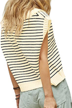 Load image into Gallery viewer, Black Stripe Turn-down V Neck Sweater Tank Top
