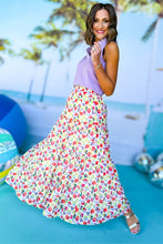 Load image into Gallery viewer, Pink Abstract Print Tiered Flowy Maxi Skirt
