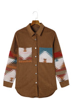 Load image into Gallery viewer, Khaki Aztec Pattern Corduroy Shacket
