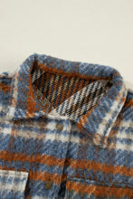 Load image into Gallery viewer, Cinnamon Plaid Print Chest Pockets Turn Down Collar Shacket
