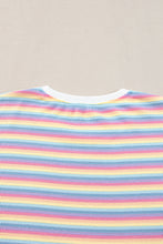 Load image into Gallery viewer, Pink Stripe Rainbow Tee Tasseled String Wide Leg Pants Set
