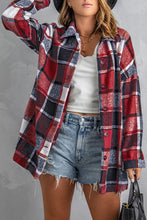 Load image into Gallery viewer, Red Plaid Print Buttoned Shirt Jacket
