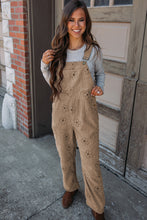 Load image into Gallery viewer, Khaki Flower Print Corduroy Overalls
