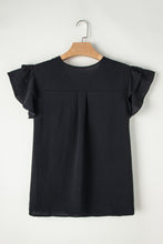 Load image into Gallery viewer, Black Ruffled Short Sleeve V Neck Plus Size Blouse
