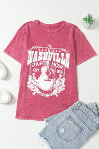 Gray Nashville Music City Graphic Mineral Washed Tee