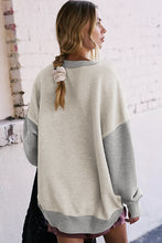 Load image into Gallery viewer, Light Grey Color Block Thumbhole Sleeve Drop Shoulder Sweatshirt
