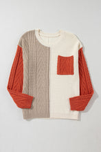 Load image into Gallery viewer, Gold Flame Colorblock Patched Pocket Drop Shoulder Sweater
