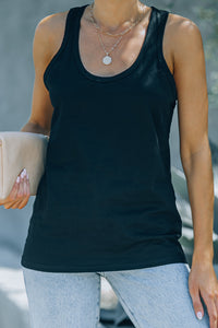 Gray Scoop Neck Basic Solid Tank Top