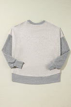 Load image into Gallery viewer, Light Grey Color Block Thumbhole Sleeve Drop Shoulder Sweatshirt
