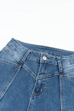 Load image into Gallery viewer, Blue High Waist Seam Stitching Pocket Flare Jeans
