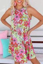 Load image into Gallery viewer, Multicolor Round Neck Sleeveless Floral Mini Dress
