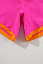 Load image into Gallery viewer, Rose Red Colorblock Patchwork Cap Sleeve Top Plus Size Shorts Set
