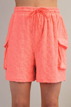 Load image into Gallery viewer, Grapefruit Orange Floral Textured Short Sleeve Top and Shorts Lounge Set
