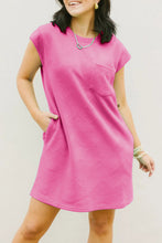 Load image into Gallery viewer, Sachet Pink Textured Cap Sleeve T Shirt Dress
