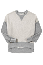 Load image into Gallery viewer, Light Grey Color Block Thumbhole Sleeve Drop Shoulder Sweatshirt
