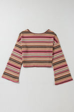 Load image into Gallery viewer, Rose Red Ethnic Striped Wide Cropped Long Sleeve Top
