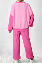 Load image into Gallery viewer, Bonbon Contrast Patchwork Pullover and Drawstring Joggers Set
