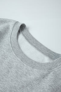 Parchment Solid Loose Crew Neck Fleece Sweatshirt