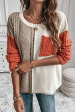 Load image into Gallery viewer, Gold Flame Colorblock Patched Pocket Drop Shoulder Sweater
