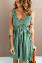 Load image into Gallery viewer, Gray Buttons Sleeveless High Waist Mini Dress
