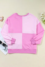 Load image into Gallery viewer, Pink Colorblock Henley High Low Oversize Sweatshirt
