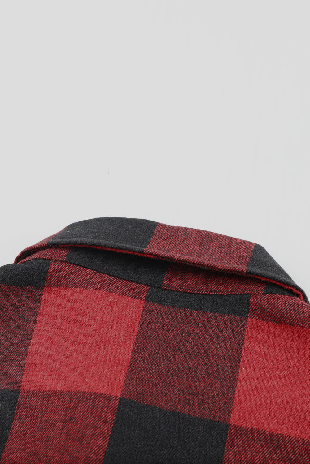 Green Turn-down Collar Plaid Shirt Coat