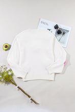 Load image into Gallery viewer, White Floral Crochet Chunky Knit Sweater
