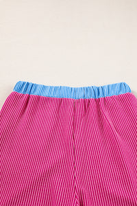 Bright Pink Corded Contrast Trim Sleeveless Top and Shorts Set