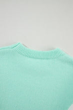 Load image into Gallery viewer, Green Chevron Colorblock Ribbed Knit Drop Shoulder Sweater
