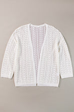 Load image into Gallery viewer, White Stylish Hollow Out Knit Drop Shoulder Cardigan

