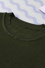 Load image into Gallery viewer, Green Striped Sleeve Plain Knit Sweater
