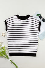 Load image into Gallery viewer, Black Stripe Loose Knit Short Sleeve Sweater
