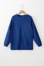 Load image into Gallery viewer, Dark Blue Ribbed Corduroy Oversized Sweatshirt
