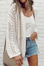 Load image into Gallery viewer, White Stylish Hollow Out Knit Drop Shoulder Cardigan
