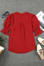 Load image into Gallery viewer, Apricot Solid Color Half Sleeve V Neck Blouse
